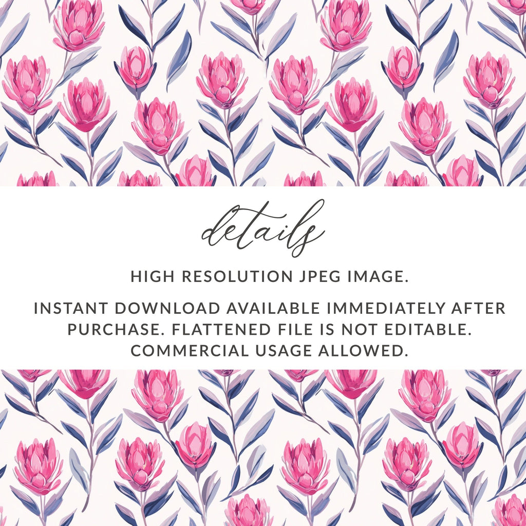 Pink Protea Flower Digital Paper, Watercolor Floral Pattern, Summer Seamless Pattern, Flower Pattern, Commercial Use, Scrapbook Paper - Moore and Mountain