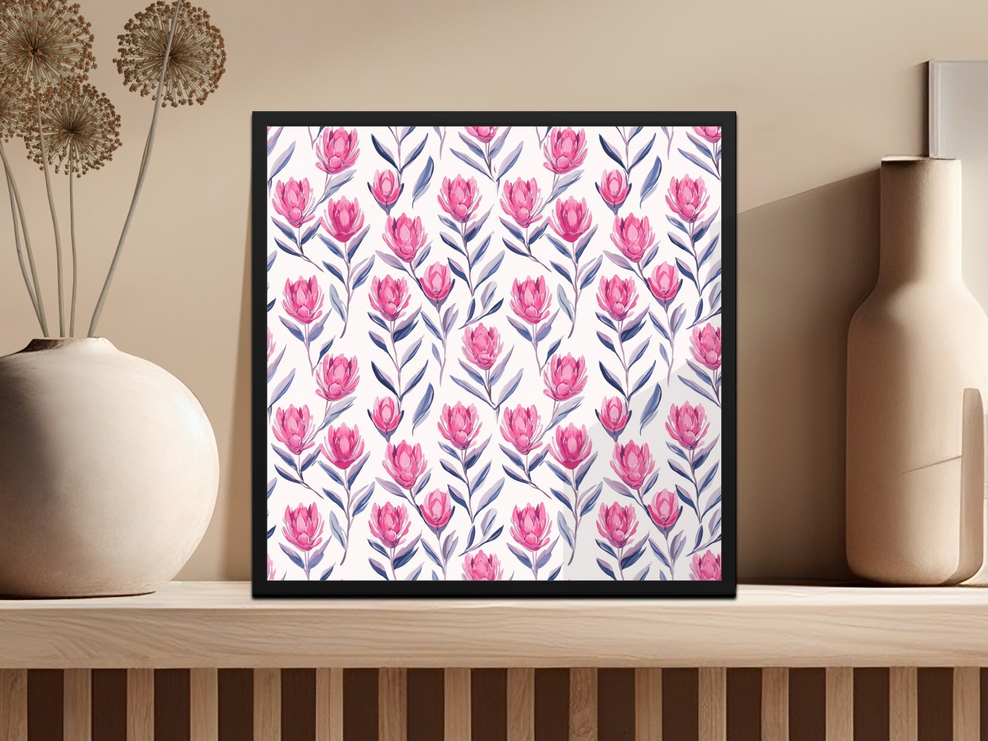 Pink Protea Flower Digital Paper, Watercolor Floral Pattern, Summer Seamless Pattern, Flower Pattern, Commercial Use, Scrapbook Paper - Moore and Mountain