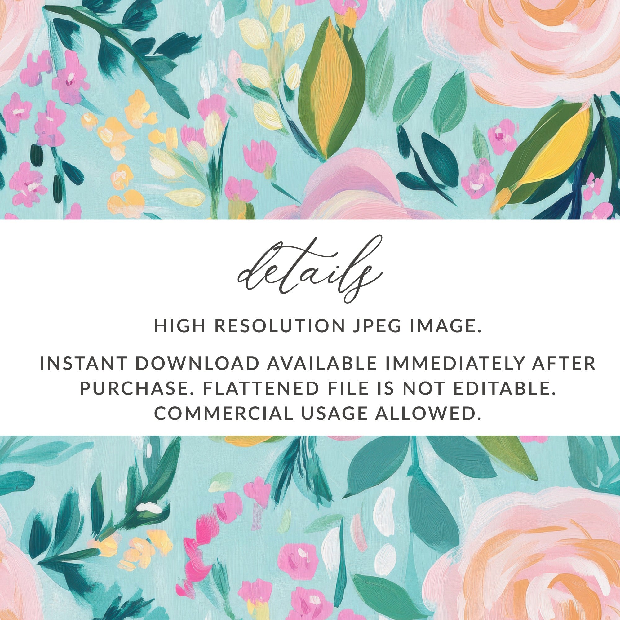 Pink Rose Acrylic Seamless Pattern, Aqua Floral Digital Paper, Modern Gouache Painted Flowers, Fine Art Floral Design - Moore and Mountain