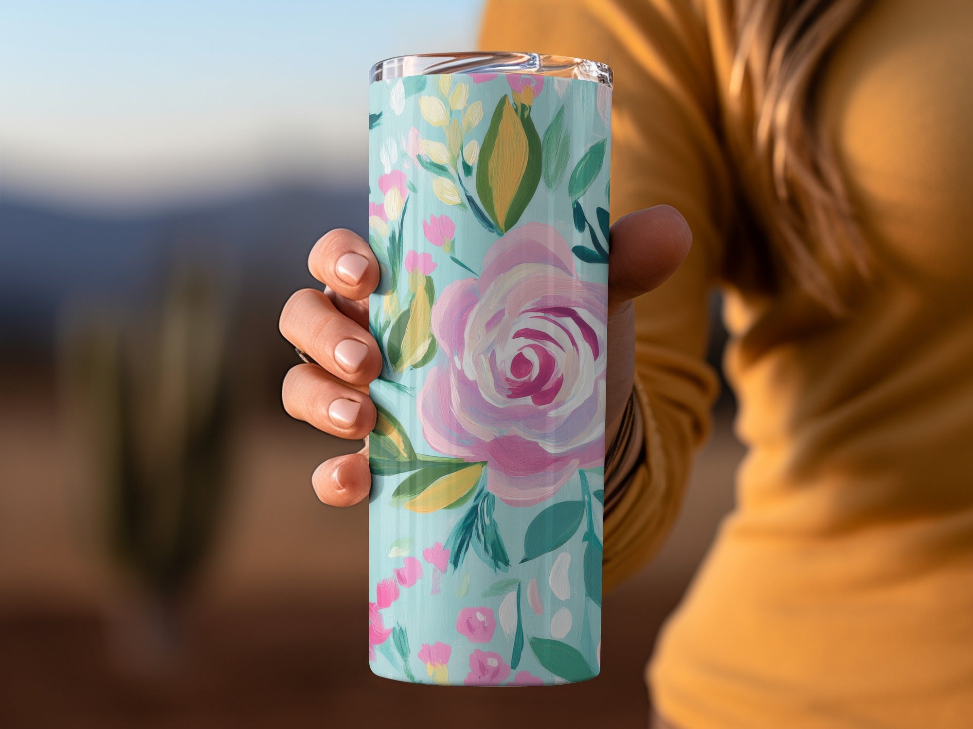 Pink Rose Acrylic Seamless Pattern, Aqua Floral Digital Paper, Modern Gouache Painted Flowers, Fine Art Floral Design - Moore and Mountain