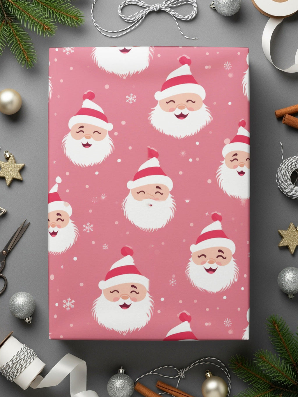 Pink Santa Claus Seamless Pattern Digital, Festive Christmas Repeat File, Holiday Surface Design, Scrapbooking Paper, Fabric Print - Moore and Mountain