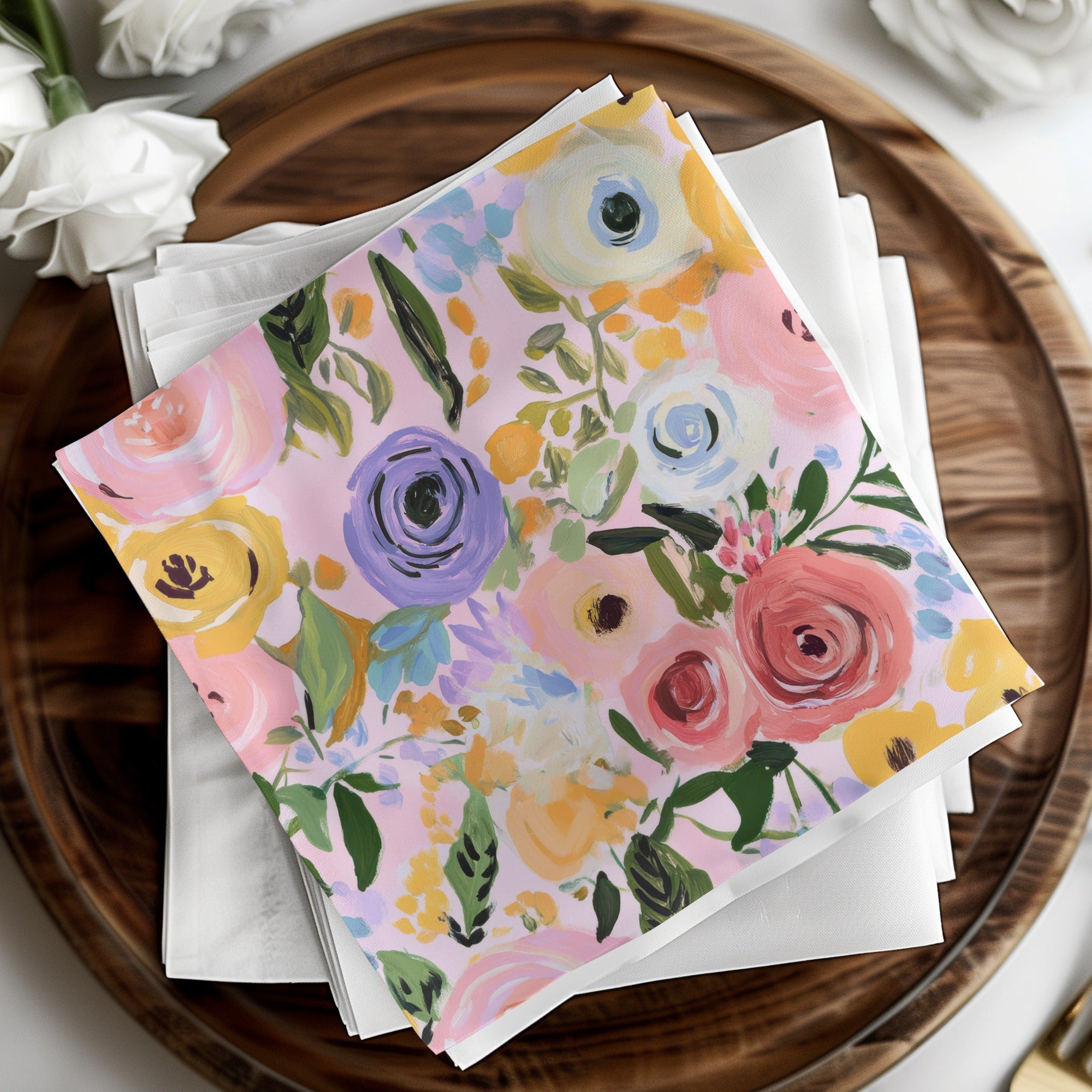 Pink Seamless Pattern, Modern Gouache Painted Floral Digital Paper, Abstract Floral Print, Roses Digital Product, Flower Fabric Design - Moore and Mountain