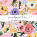 Pink Seamless Pattern, Modern Gouache Painted Floral Digital Paper, Abstract Floral Print, Roses Digital Product, Flower Fabric Design - Moore and Mountain