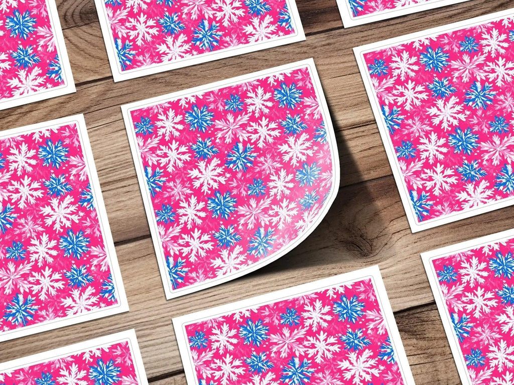 Pink Snowflake Digital Paper, Winter Pattern, Christmas Print, Seamless Pattern, Festive Digital Background, Digital Scrapbook Paper - Moore and Mountain