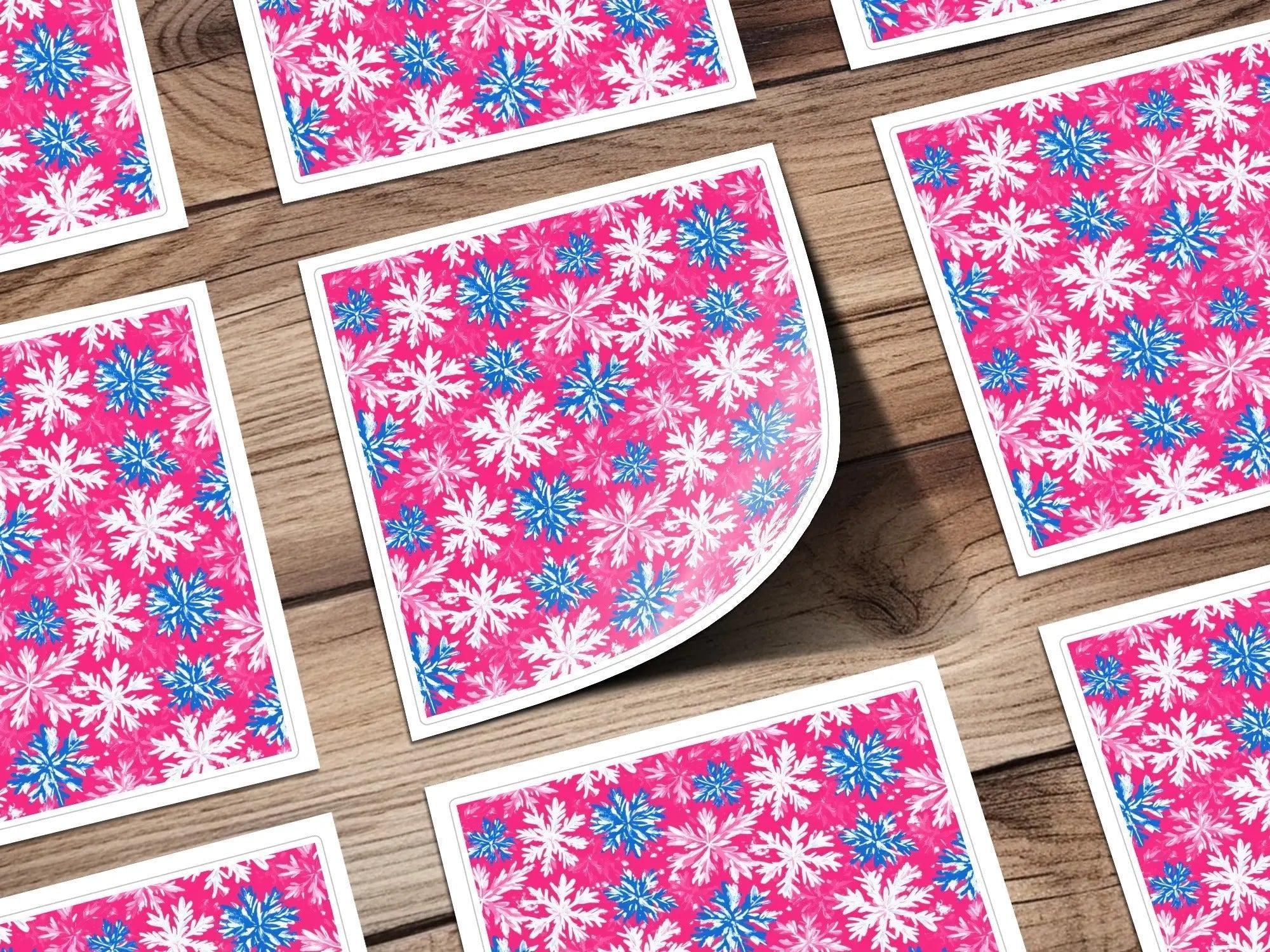 Pink Snowflake Digital Paper, Winter Pattern, Christmas Print, Seamless Pattern, Festive Digital Background, Digital Scrapbook Paper - Moore and Mountain