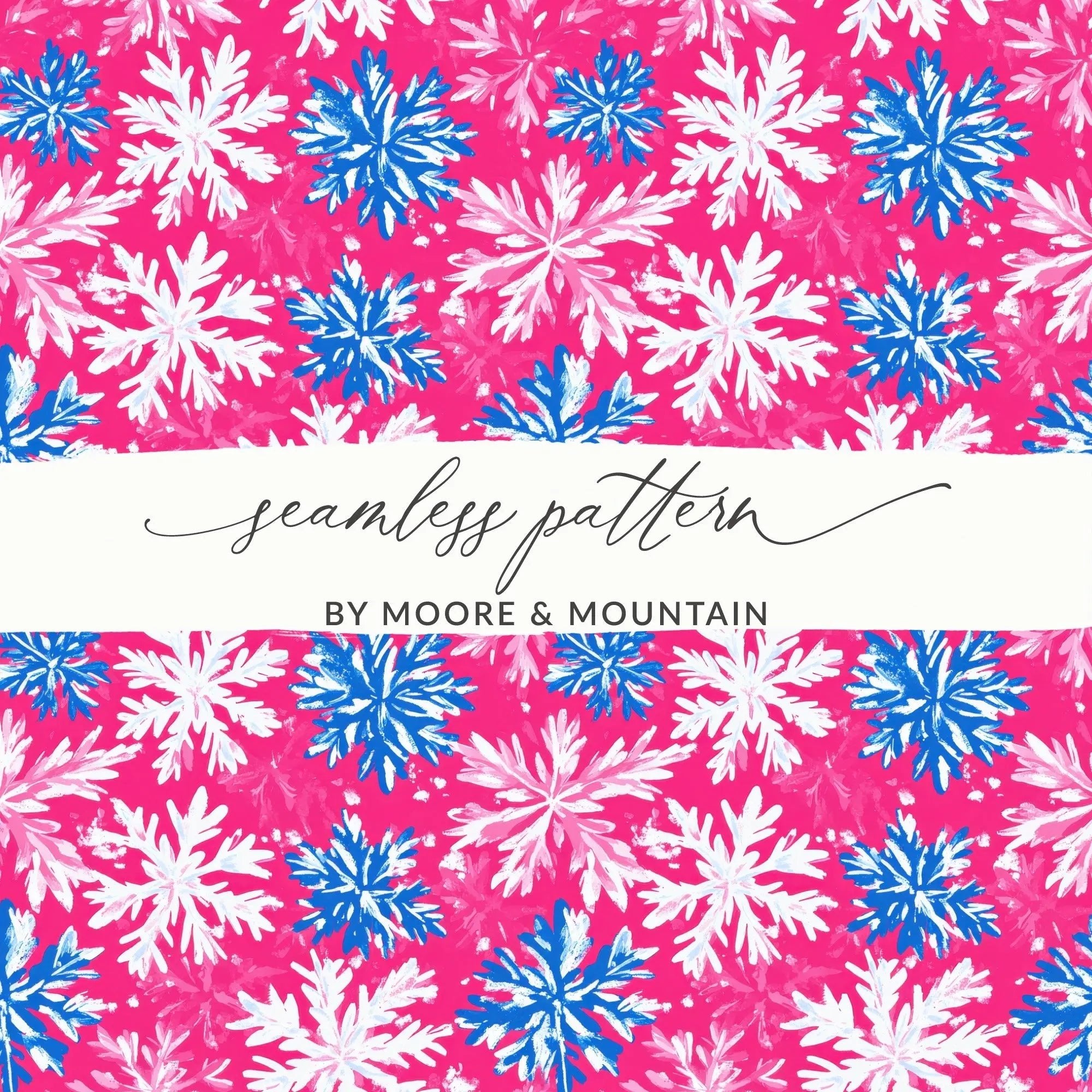 Pink Snowflake Digital Paper, Winter Pattern, Christmas Print, Seamless Pattern, Festive Digital Background, Digital Scrapbook Paper - Moore and Mountain