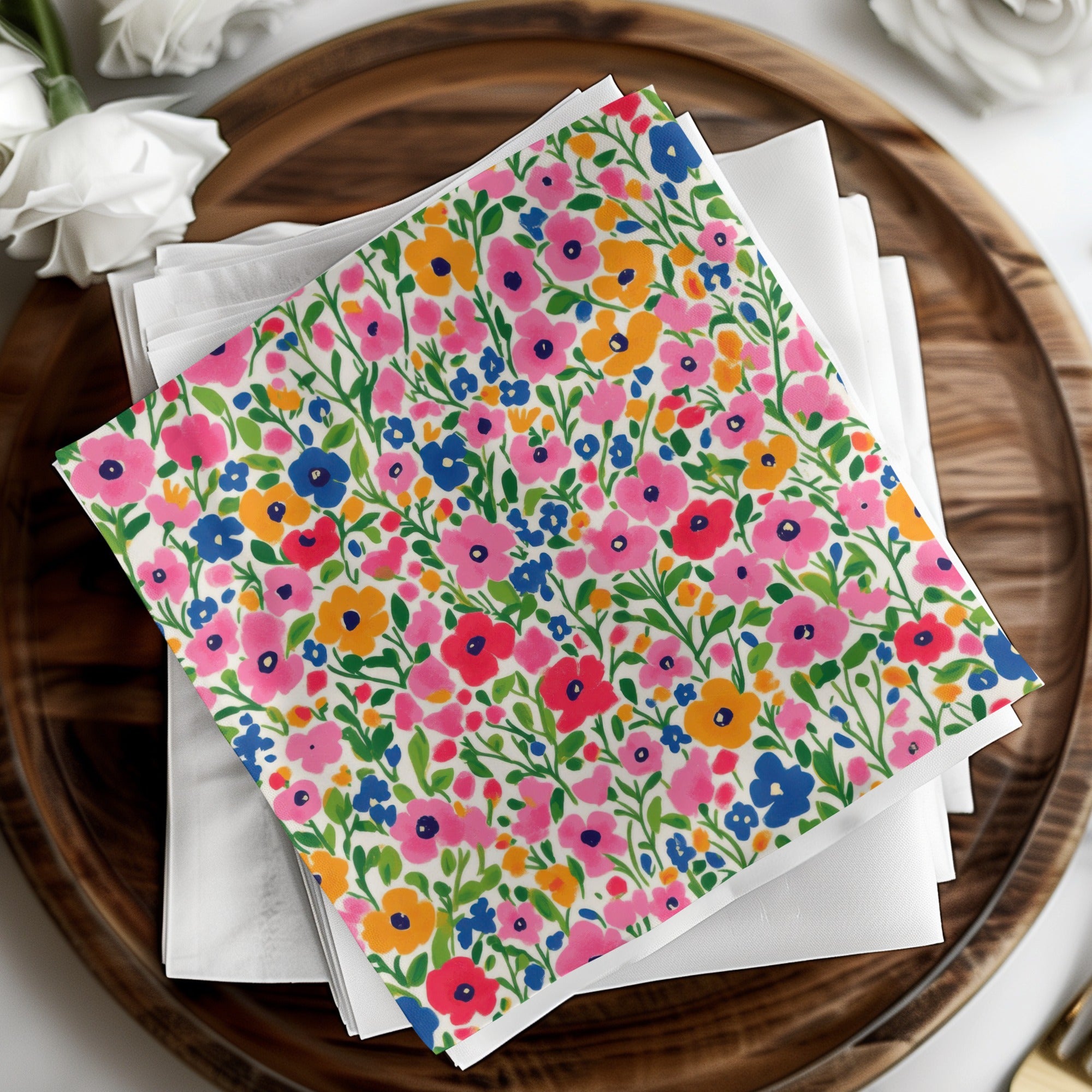 Colorful Floral Pattern Decorative Napkins Product