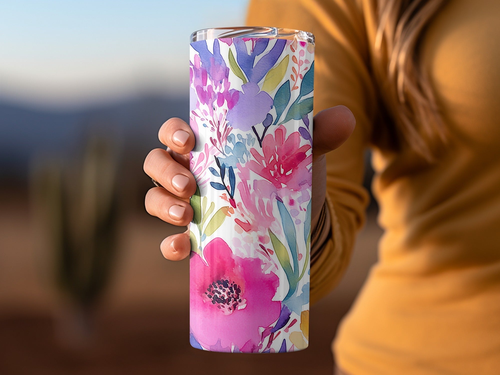 Pink Vibrant Watercolor Floral Pattern Design With Colorful Flowers Digital - Moore and Mountain