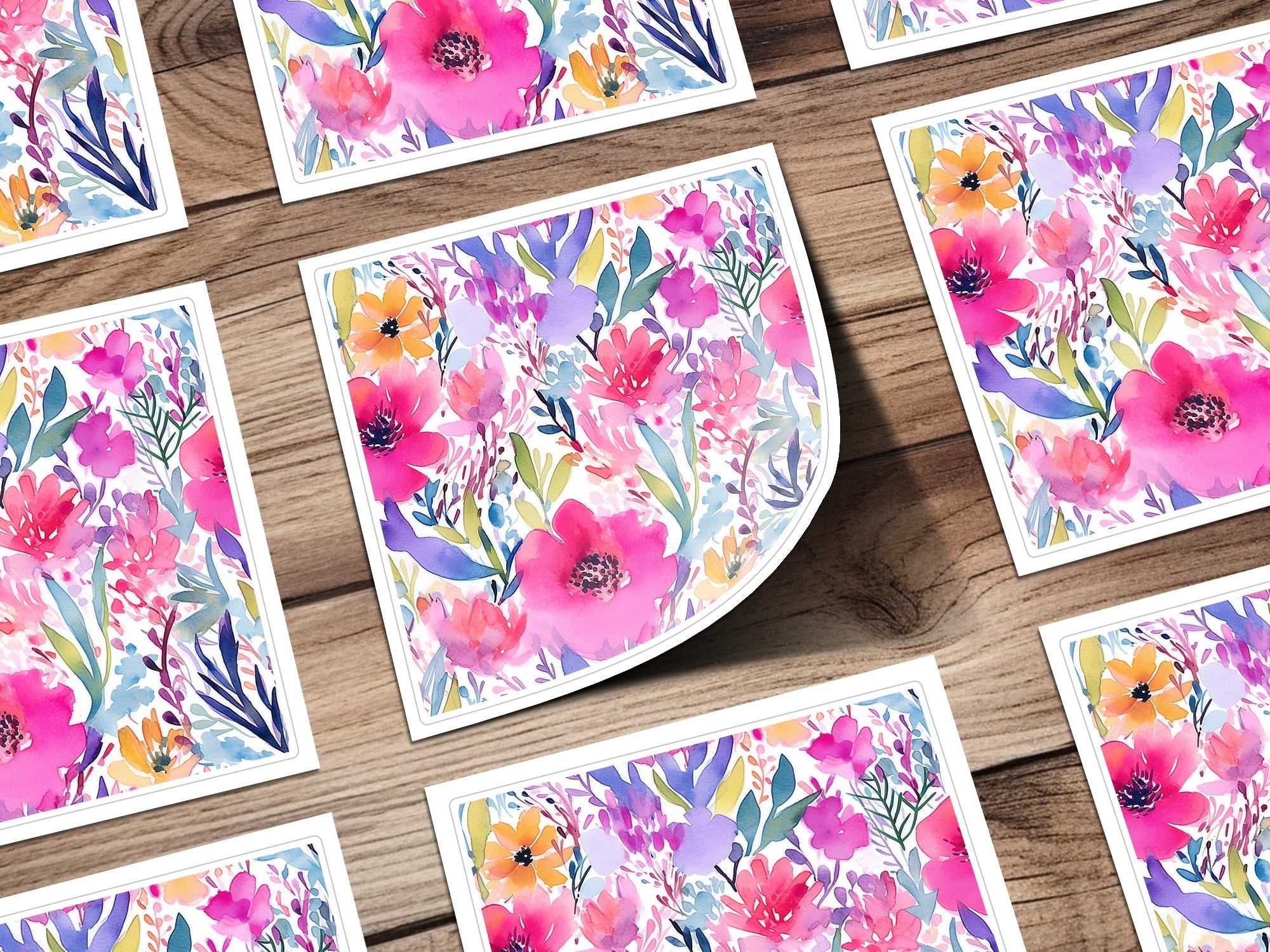Pink Vibrant Watercolor Floral Pattern Design With Colorful Flowers Digital - Moore and Mountain
