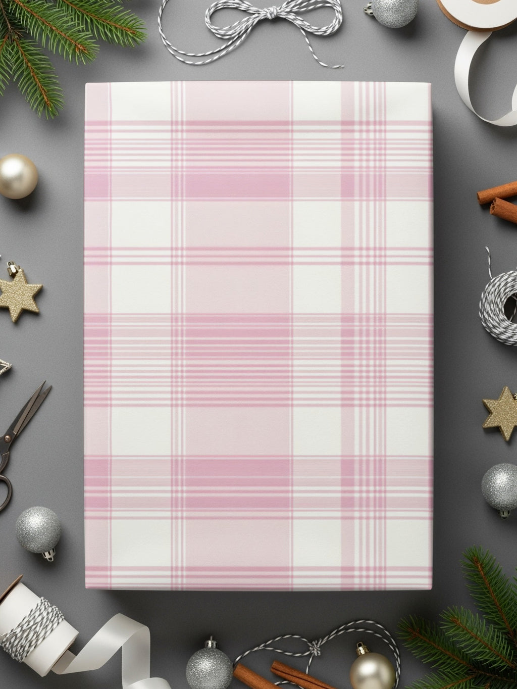 Elegant Pink Plaid Wrapping Paper for Holiday Gifts