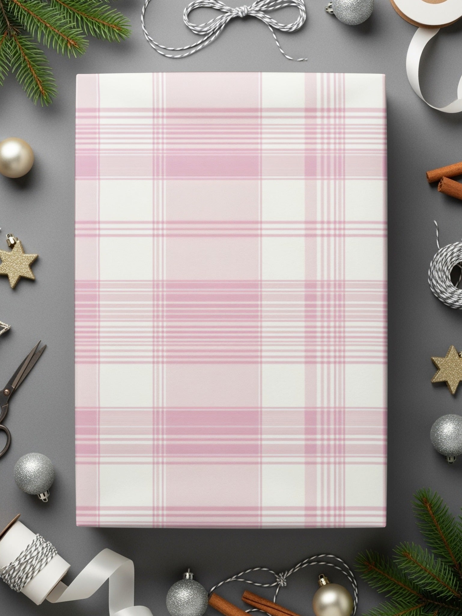 Elegant Pink Plaid Wrapping Paper for Holiday Gifts
