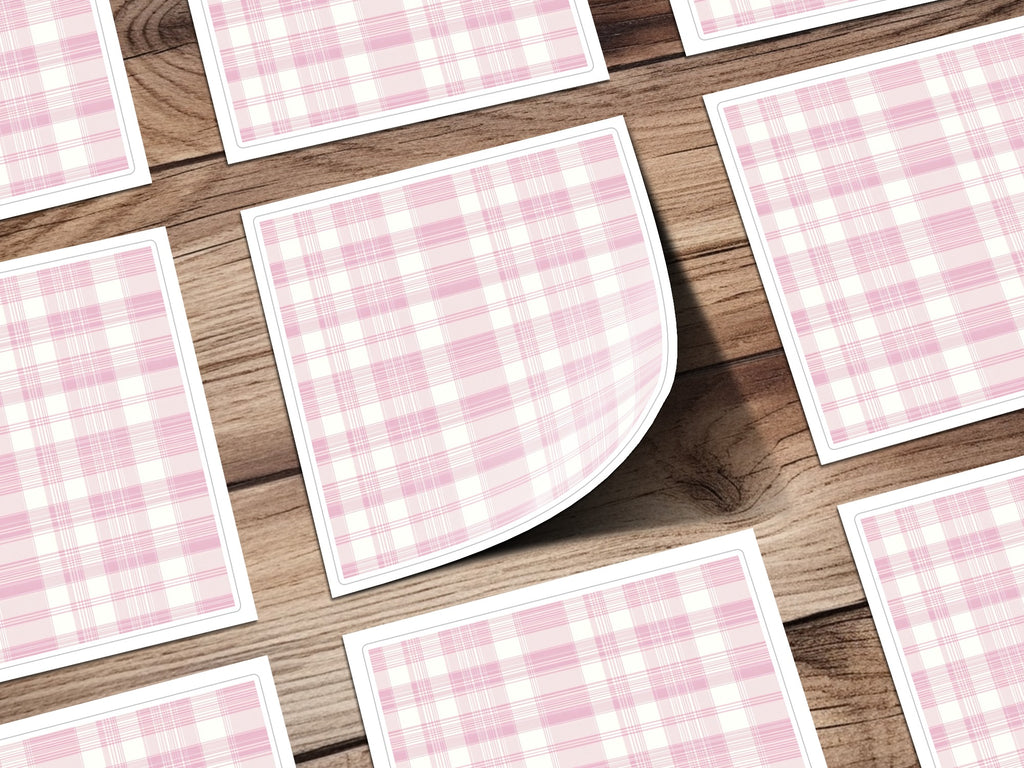 Soft Pink Plaid Pattern Square Sticker product
