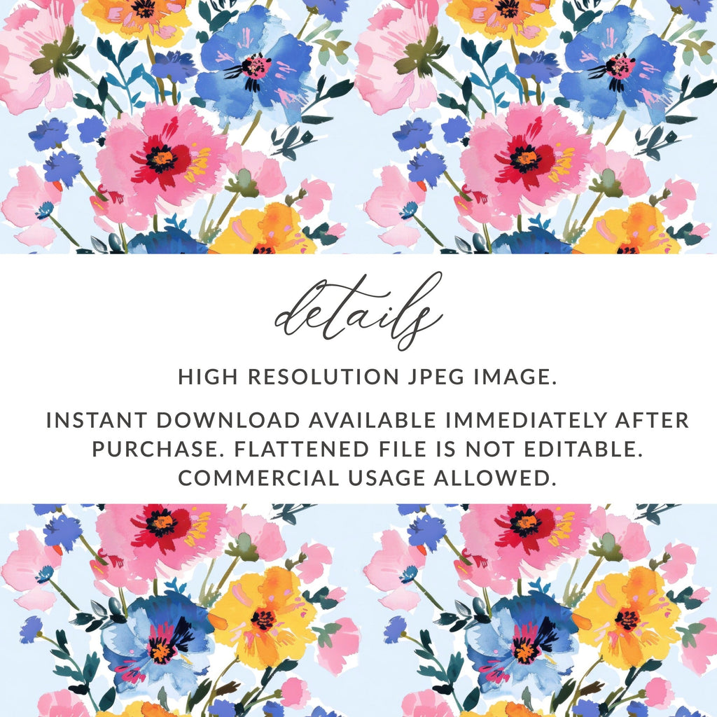 Pink and Blue Floral Stripes Seamless Pattern Spring - Moore and Mountain