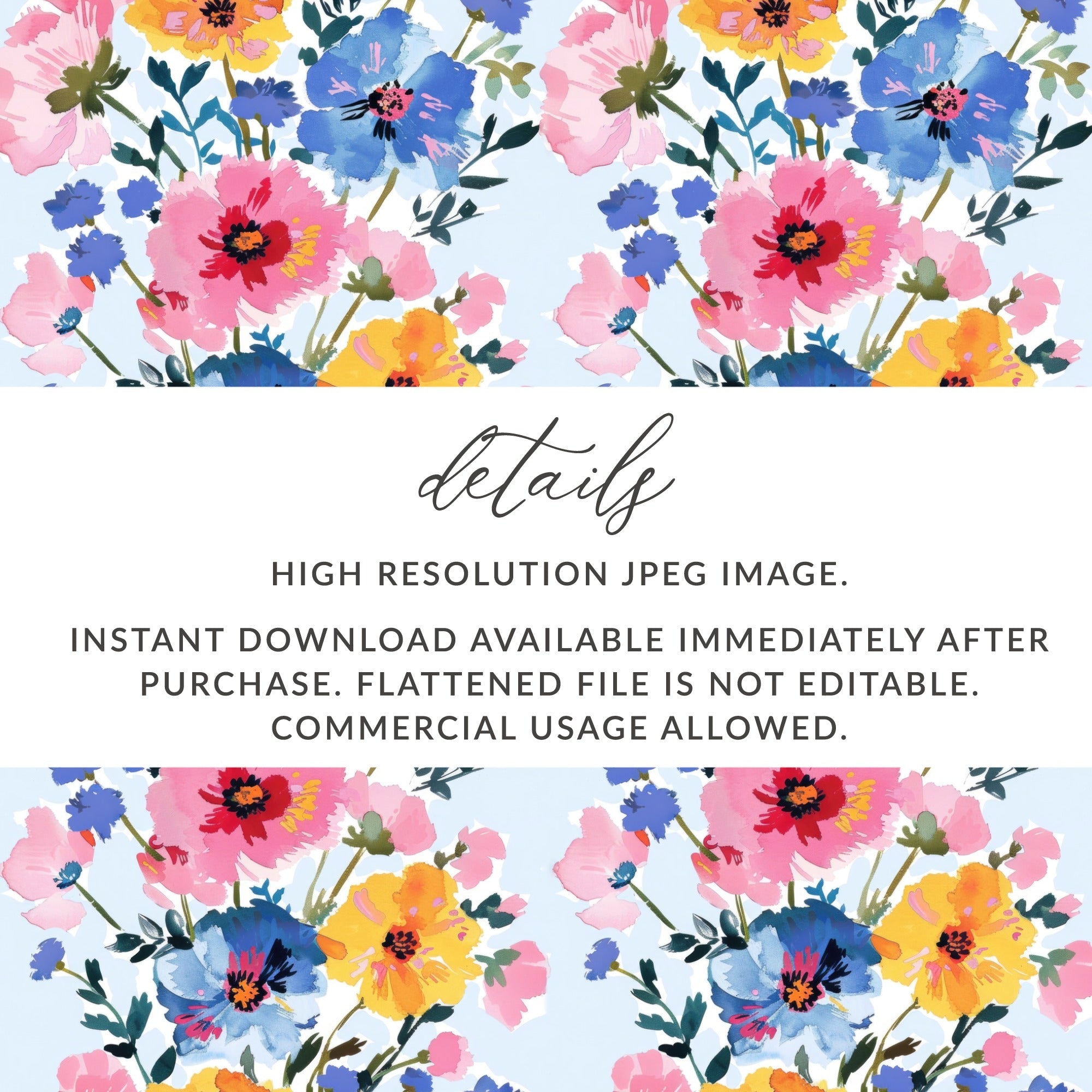 Pink and Blue Floral Stripes Seamless Pattern Spring - Moore and Mountain