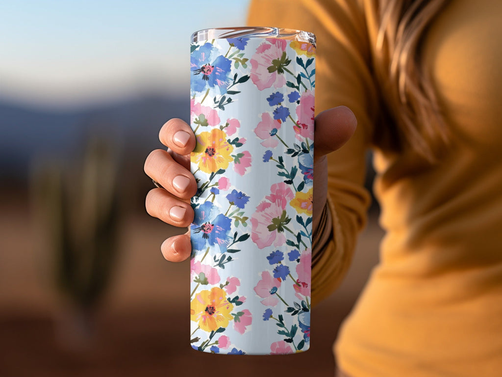 Pink and Blue Floral Stripes Seamless Pattern Spring - Moore and Mountain