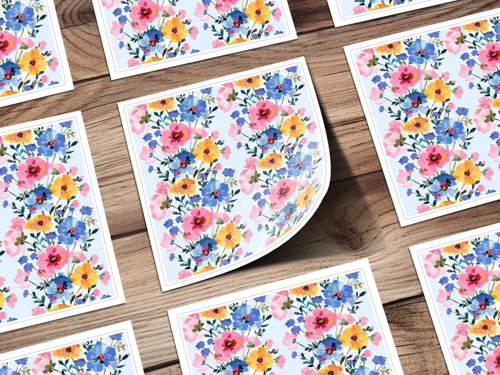 Pink and Blue Floral Stripes Seamless Pattern Spring - Moore and Mountain