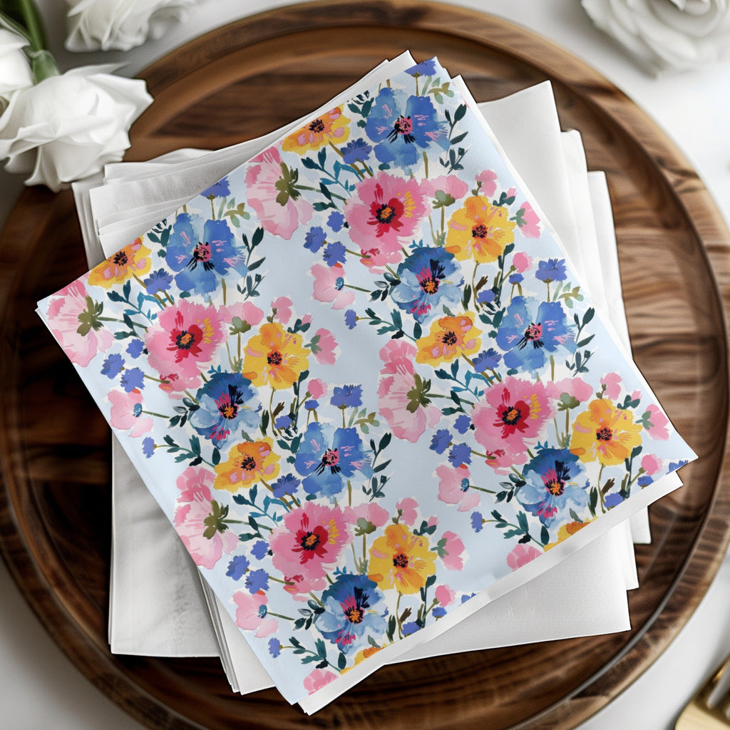 Pink and Blue Floral Stripes Seamless Pattern Spring - Moore and Mountain