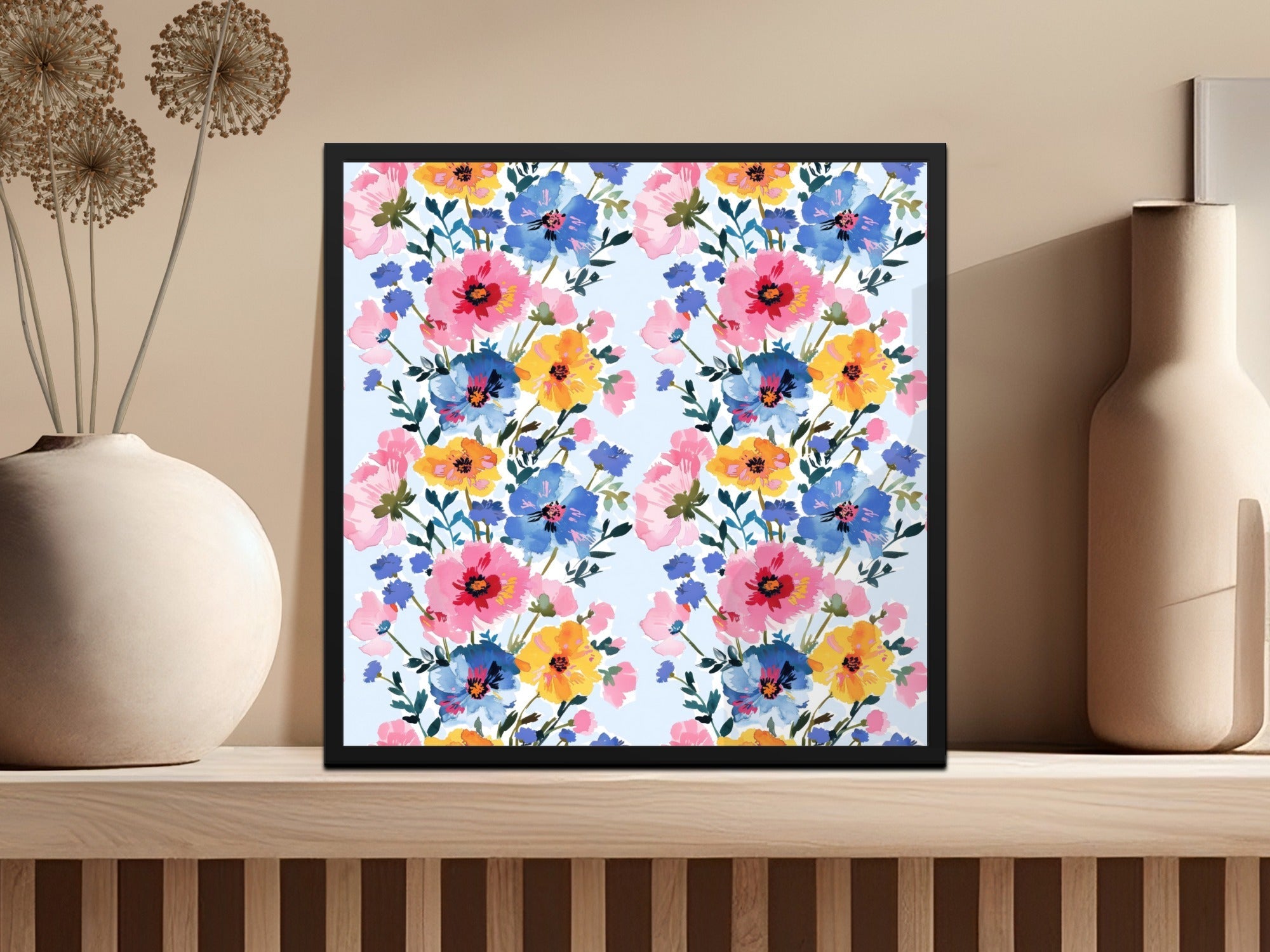 Pink and Blue Floral Stripes Seamless Pattern Spring - Moore and Mountain