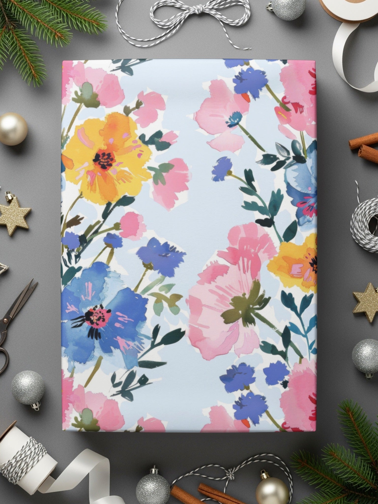 Pink and Blue Floral Stripes Seamless Pattern Spring - Moore and Mountain