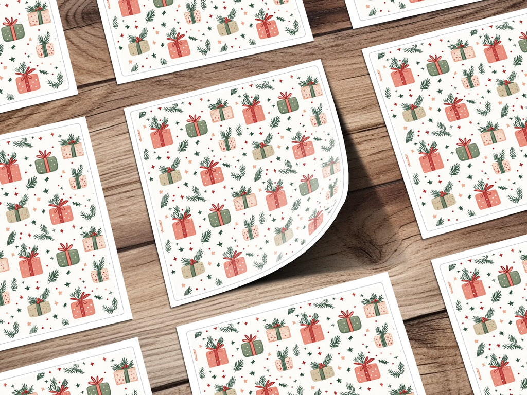 Festive Gift Box Pattern Design Sticker Sheet Decor