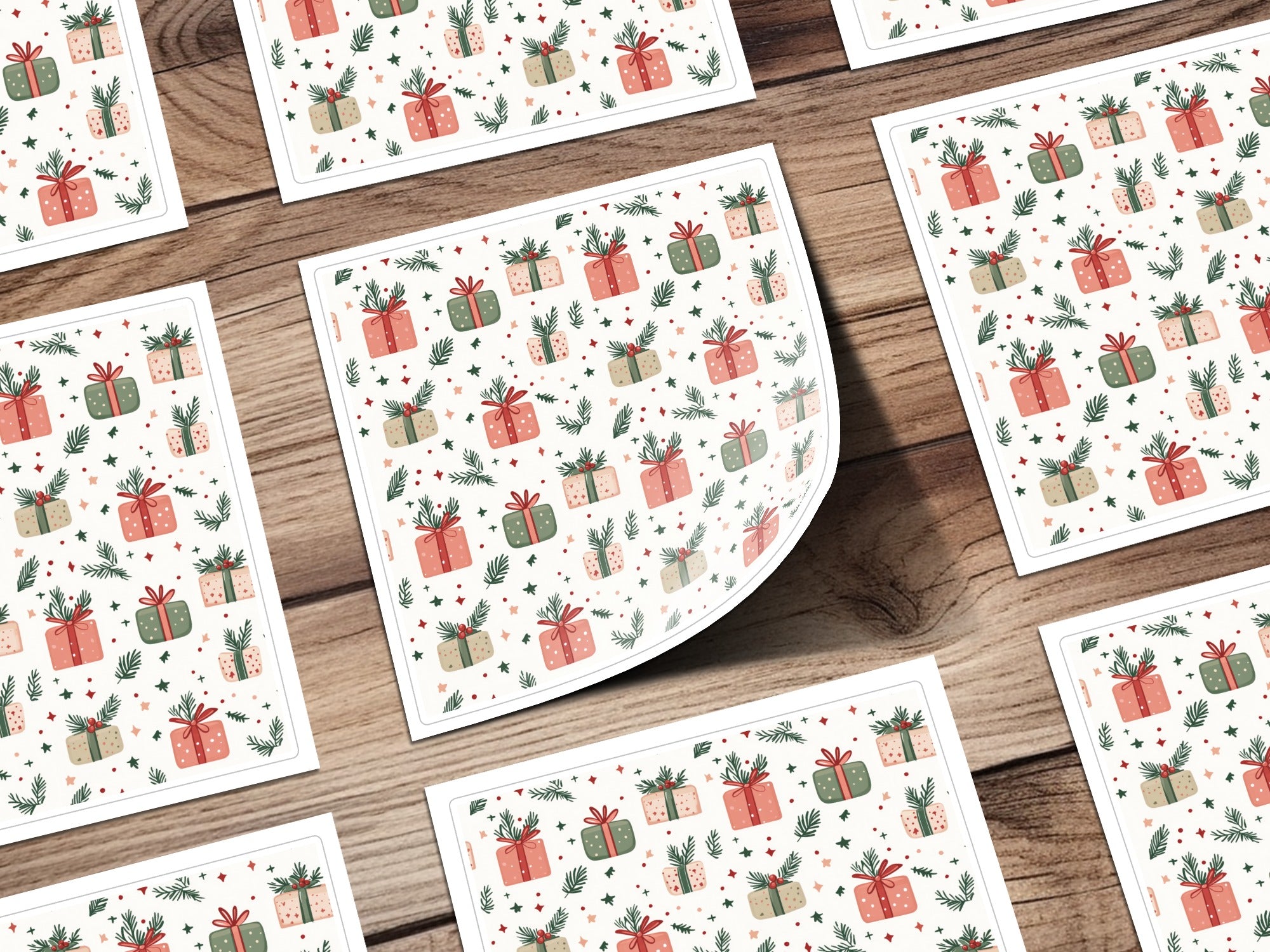 Festive Gift Box Pattern Design Sticker Sheet Decor