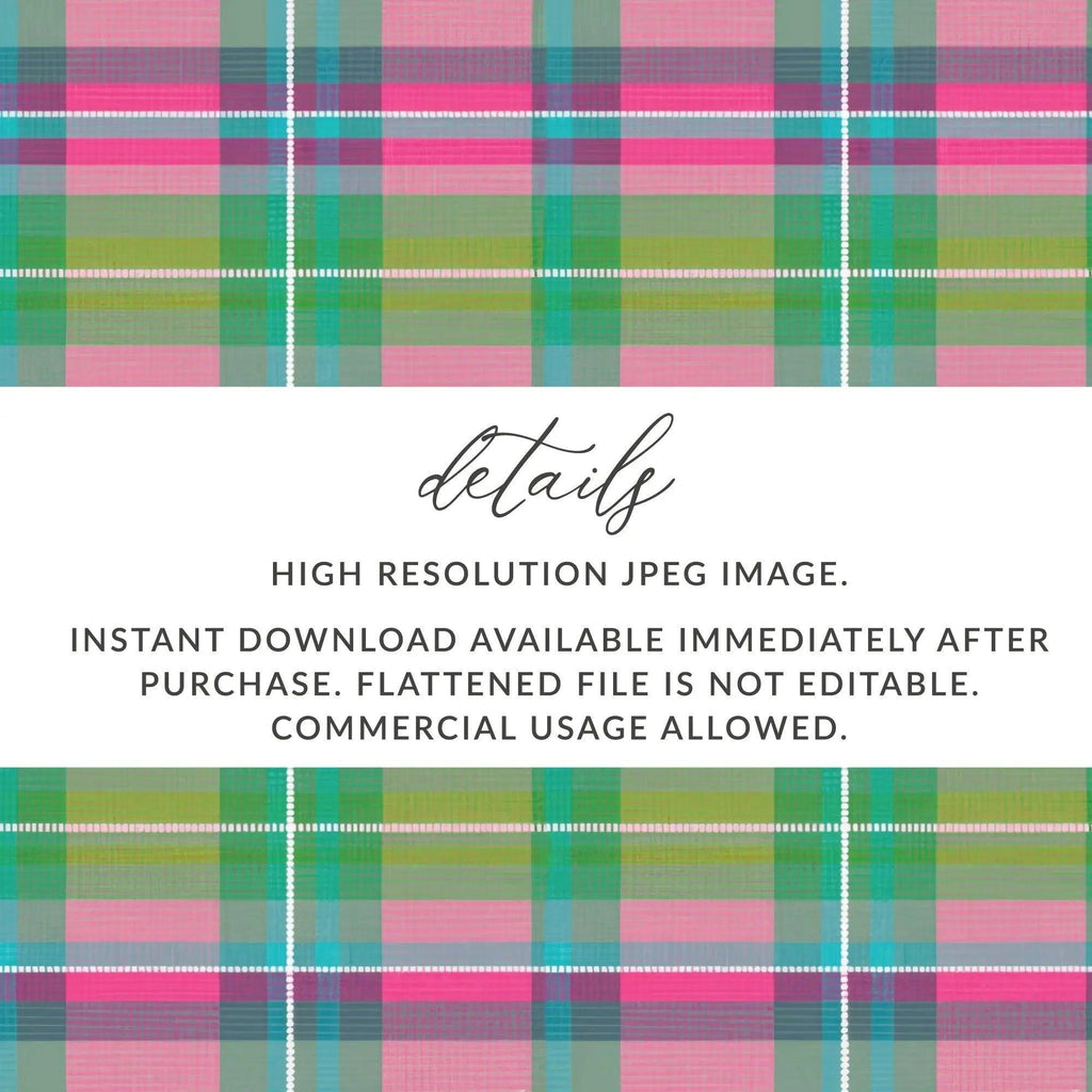 Pink and Teal Plaid Digital Paper, Seamless Tartan Pattern, Bright Pink and Green Plaid Buffalo Check - Moore and Mountain