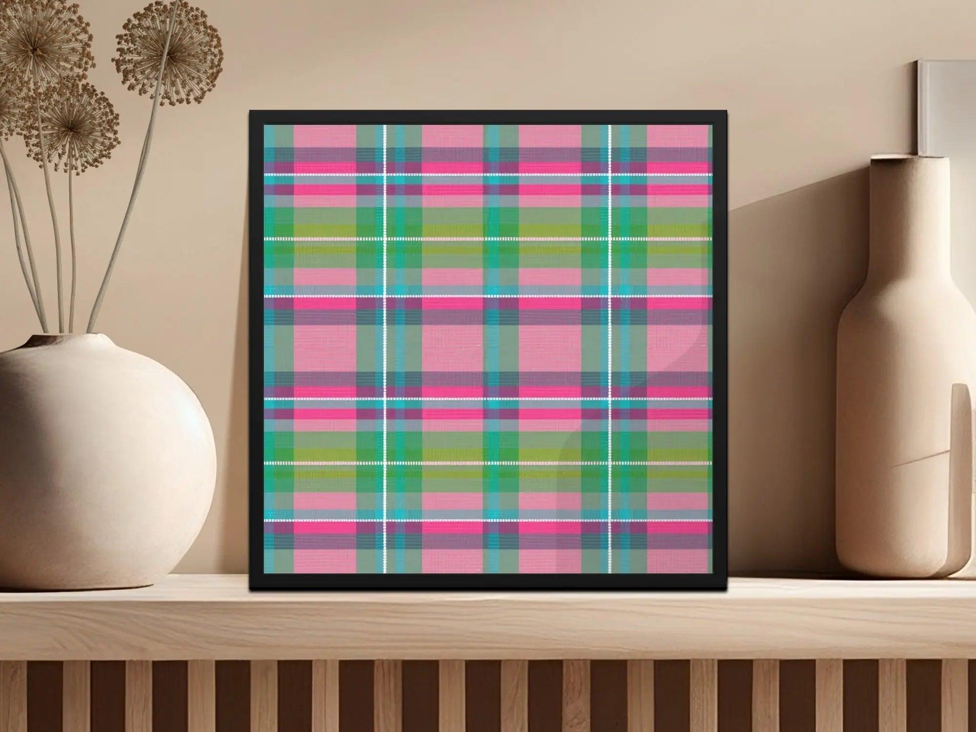 Pink and Teal Plaid Digital Paper, Seamless Tartan Pattern, Bright Pink and Green Plaid Buffalo Check - Moore and Mountain