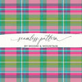 Pink and Teal Plaid Digital Paper, Seamless Tartan Pattern, Bright Pink and Green Plaid Buffalo Check - Moore and Mountain