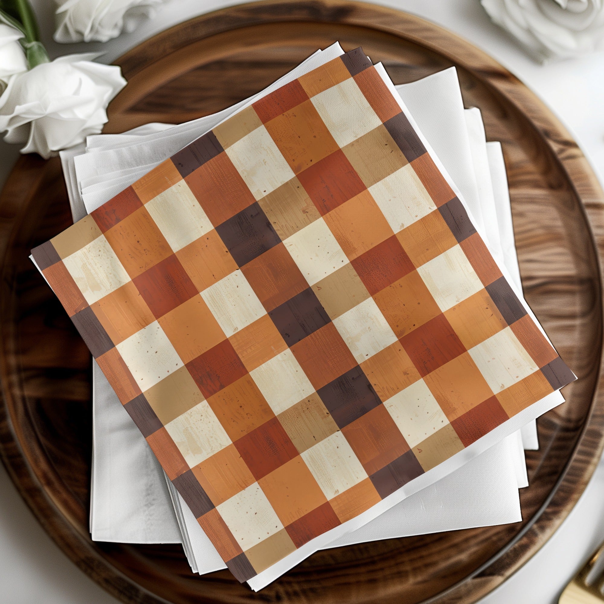 Plaid Digital Paper, Brown Tan Pattern, Check Seamless Design, Printable Background, Scrapbook Digital Texture, Commercial Use Digital - Moore and Mountain