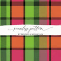 Plaid Digital Paper, Seamless Tartan Pattern, Scrapbook Paper, Fabric Design, Commercial Use, Green Pink Orange, Digital Downloads - Moore and Mountain