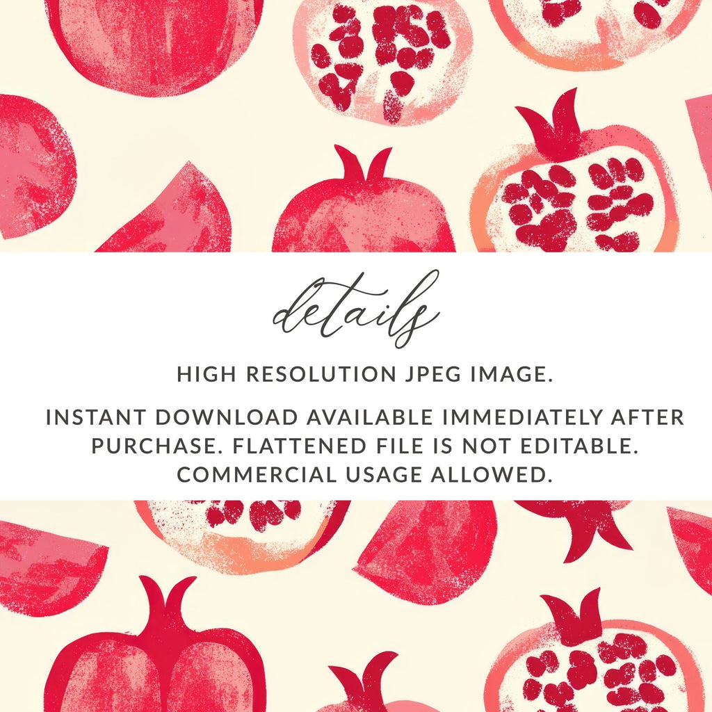 Pomegranate Seamless Pattern Digital Paper, Fruit Print, Kitchen Decor, Summer Vibes, Fabric Design, Scrapbooking, Digital Download - Moore and Mountain