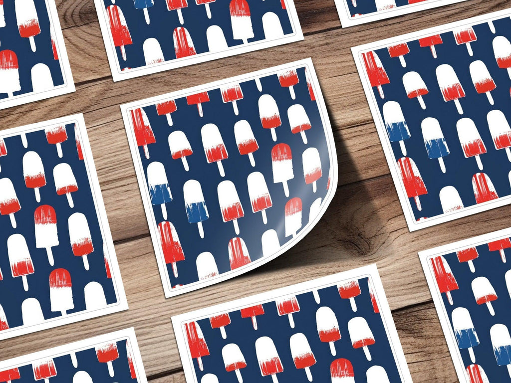 Popsicle Seamless Pattern Digital Paper, Red White Blue Design, Summer Print, 4th July Background, Patriotic Digital Download - Moore and Mountain