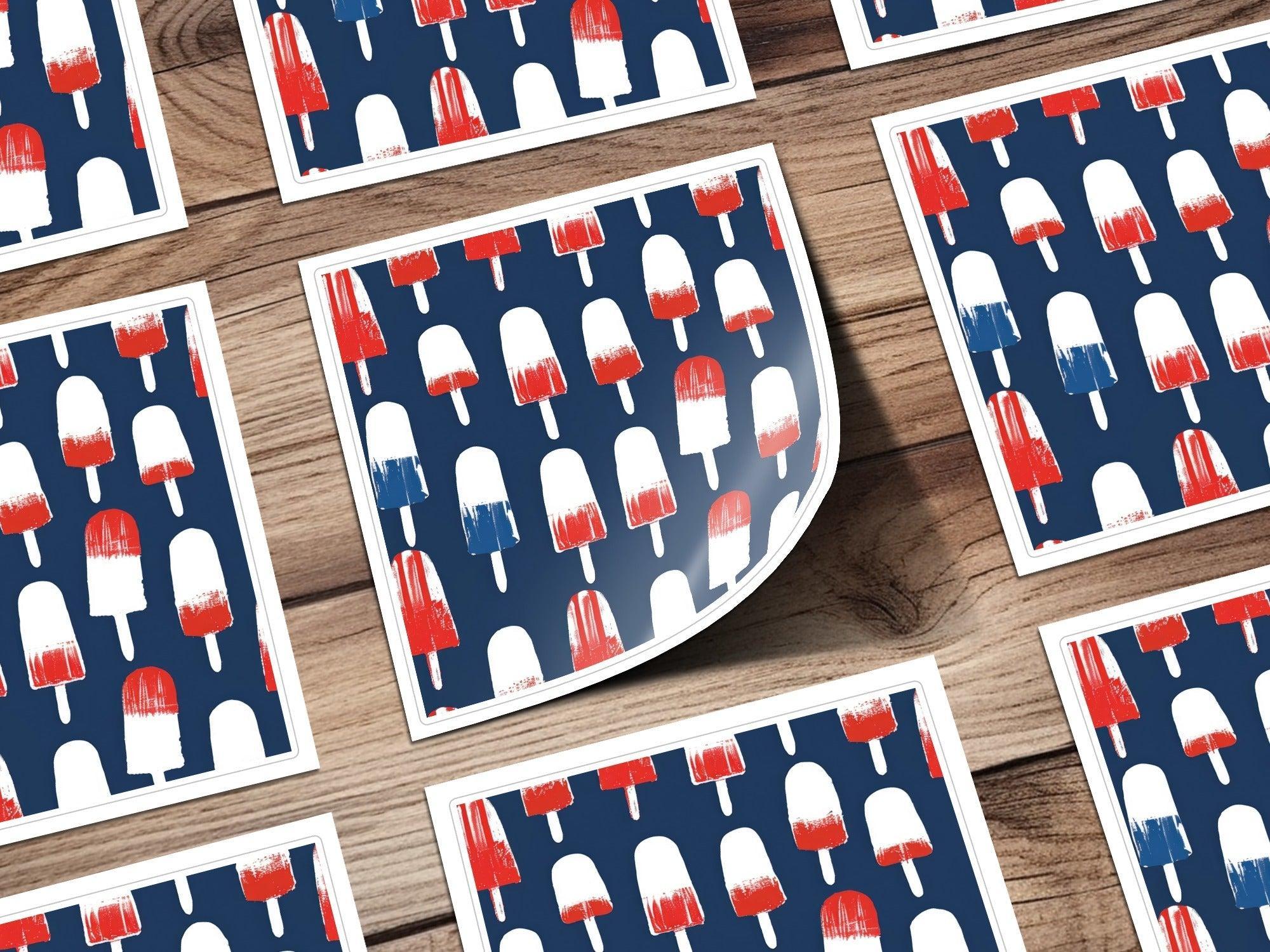 Popsicle Seamless Pattern Digital Paper, Red White Blue Design, Summer Print, 4th July Background, Patriotic Digital Download - Moore and Mountain