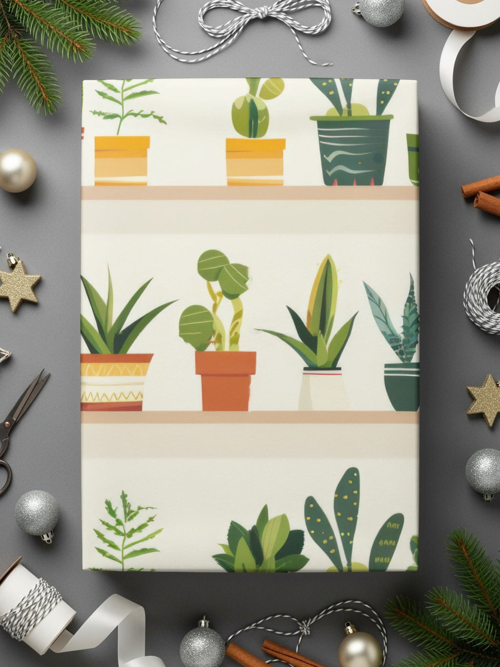 Potted Plants Shelf Digital Paper, Seamless Plants Pattern, Cactus Pattern, Houseplants, Digital Download, Commercial Use, Printable - Moore and Mountain