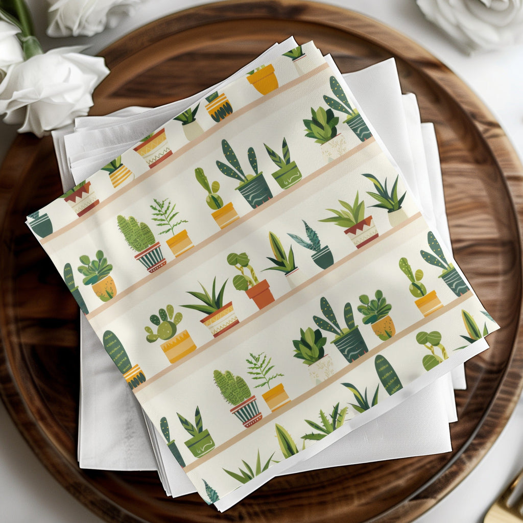 Potted Plants Shelf Digital Paper, Seamless Plants Pattern, Cactus Pattern, Houseplants, Digital Download, Commercial Use, Printable - Moore and Mountain