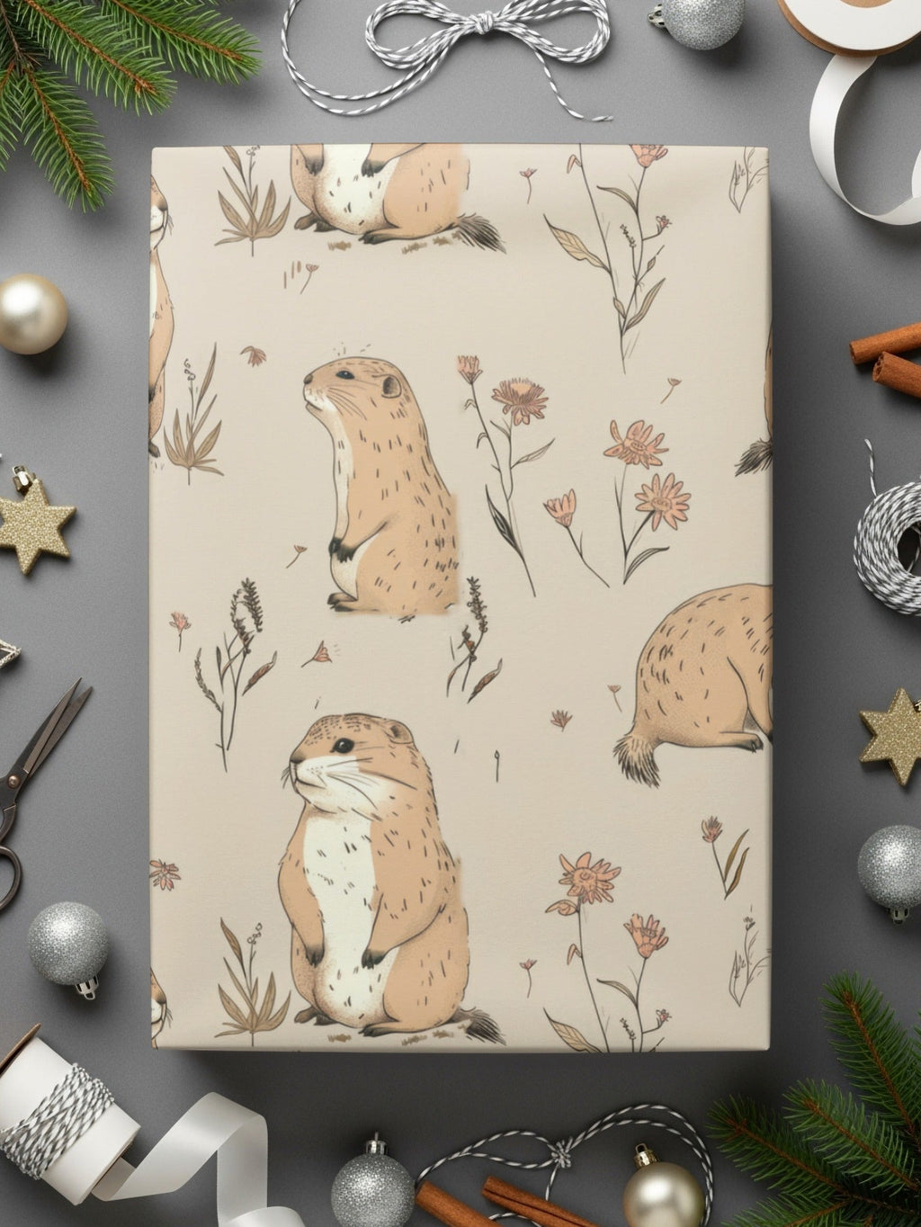 Prairie Dog Digital Paper, Seamless Animal Pattern, Cute Mammal Design, Neutral Background, Digital Scrapbook Paper, Commercial Use - Moore and Mountain