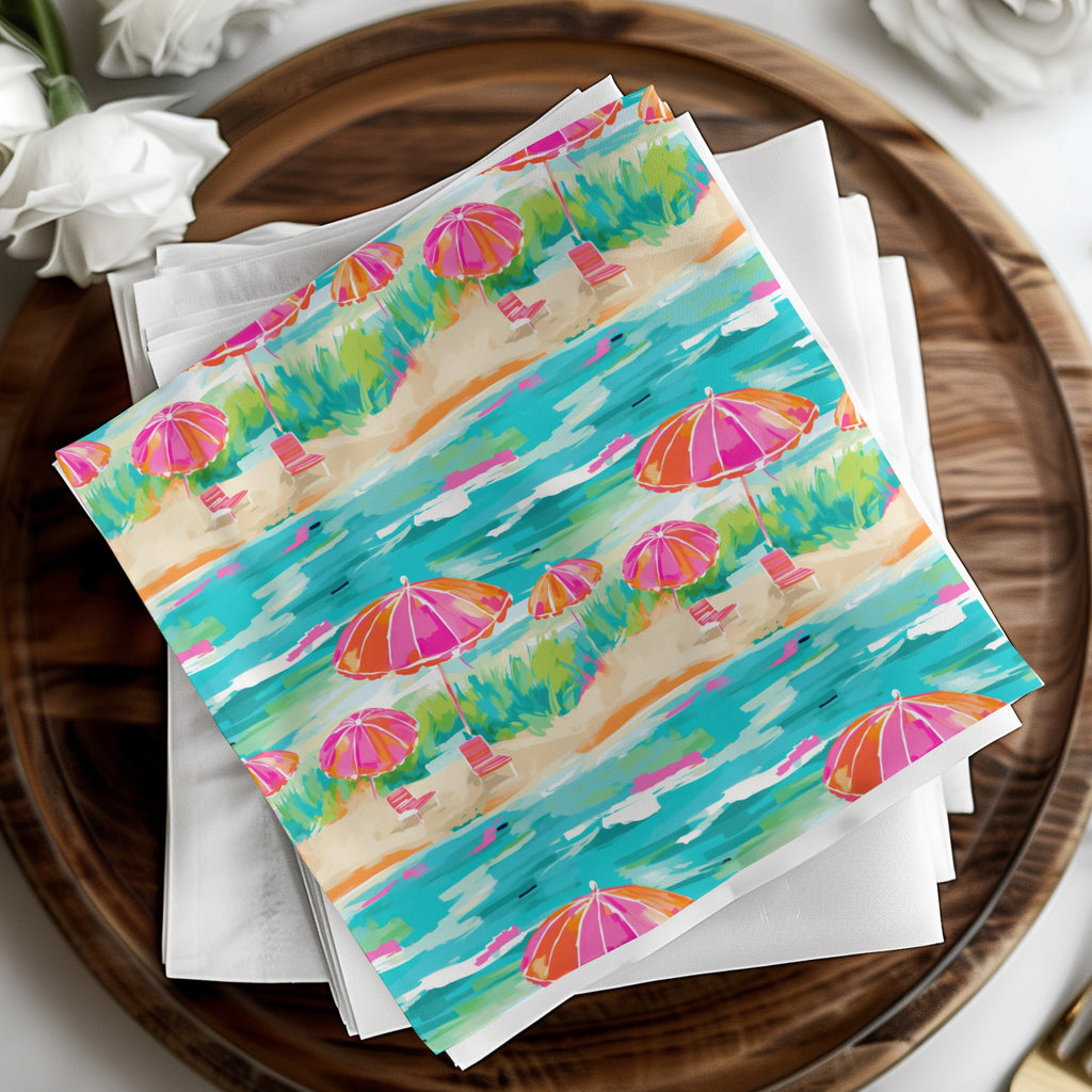 Vibrant Beach Scene with Colorful Umbrellas product type