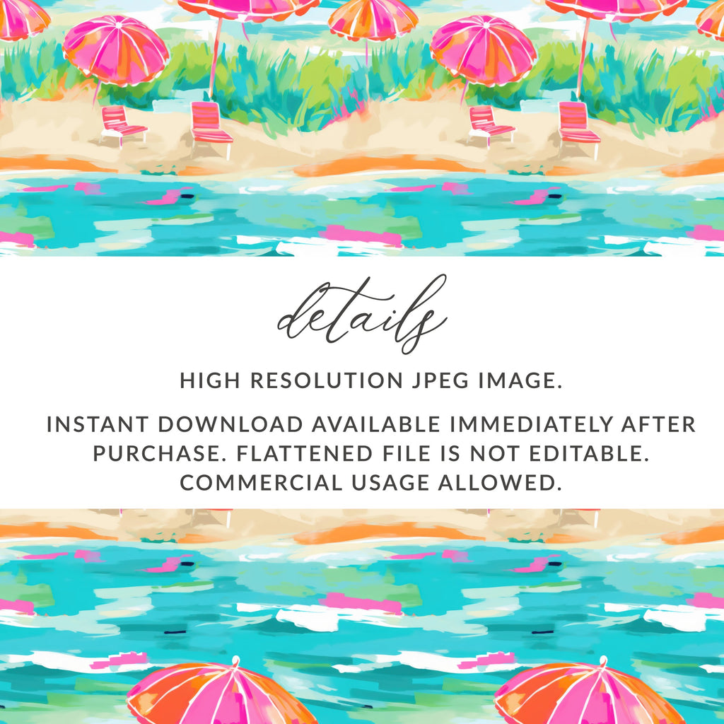 Vibrant Beach Scene Instant Download High Res Art Print