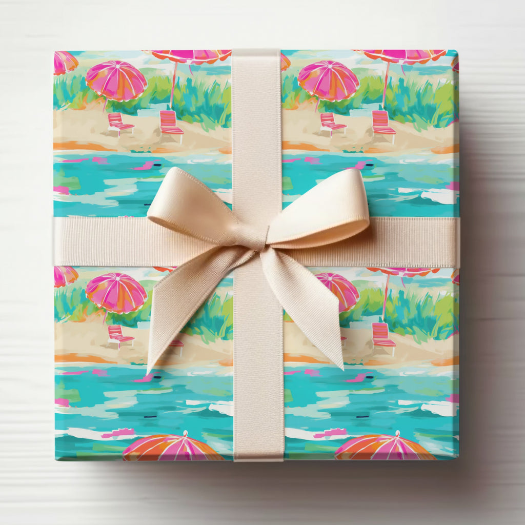Colorful Beach Scene Wrapping Paper Gift Wrap Accessory