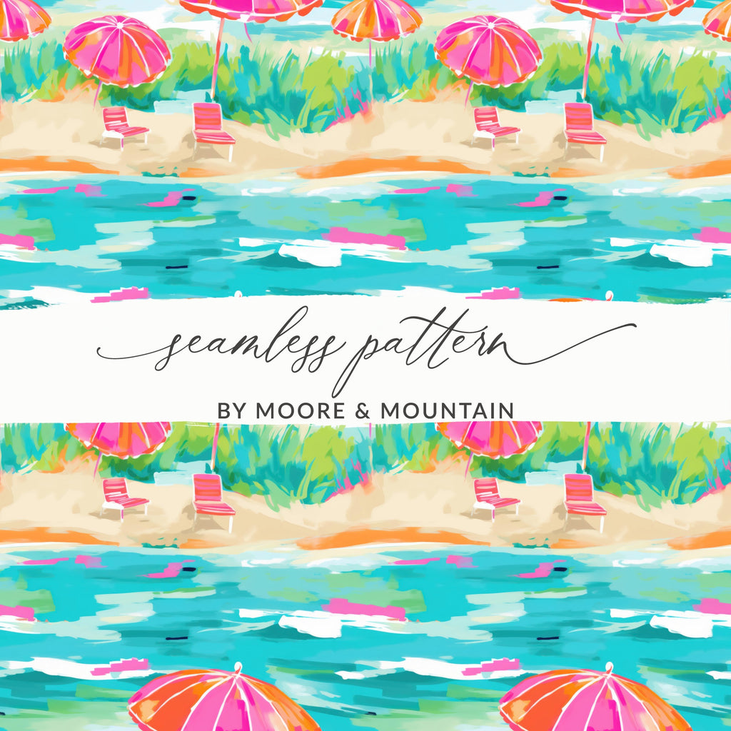 Colorful Beach Scene Seamless Pattern by Moore & Mountain