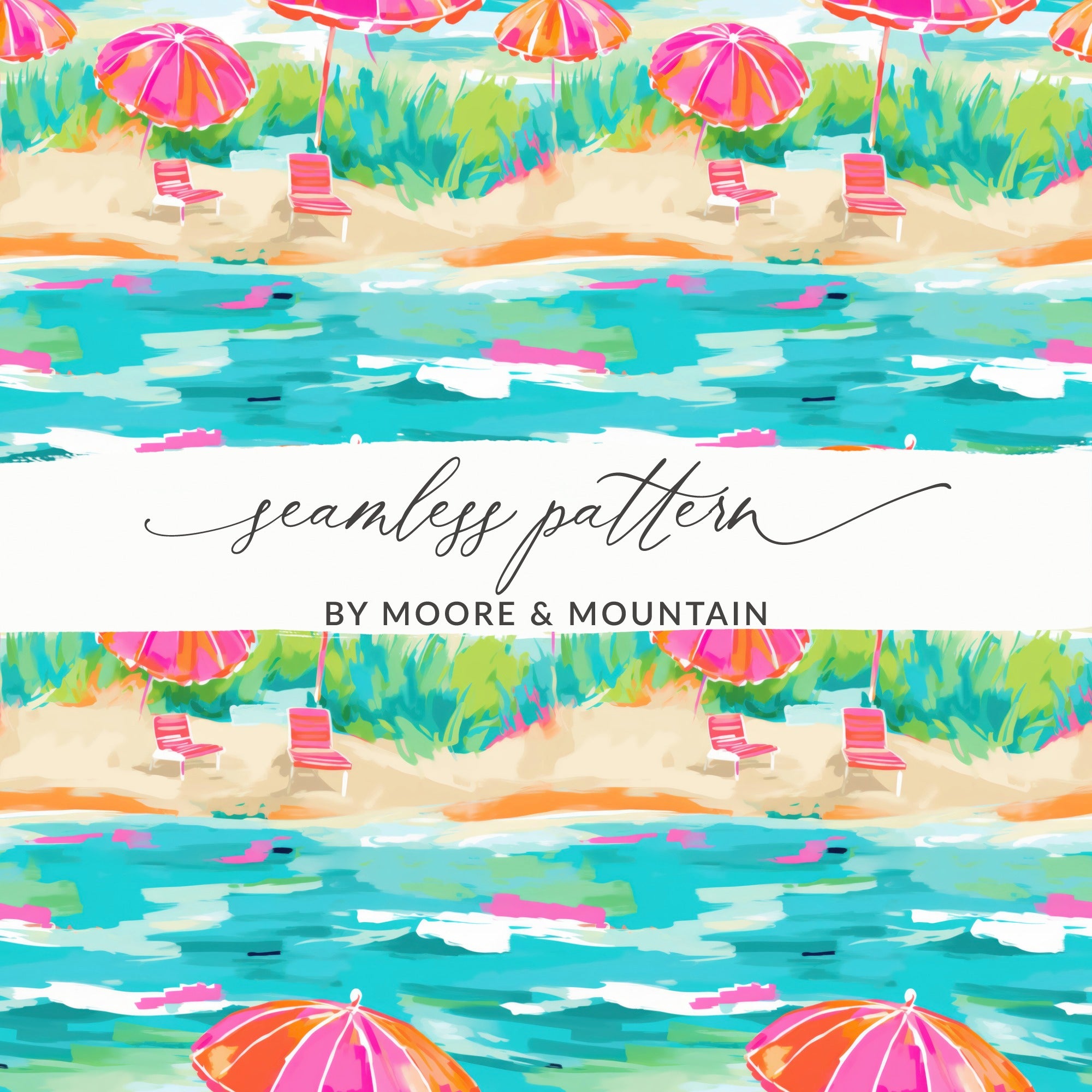 Colorful Beach Scene Seamless Pattern by Moore & Mountain