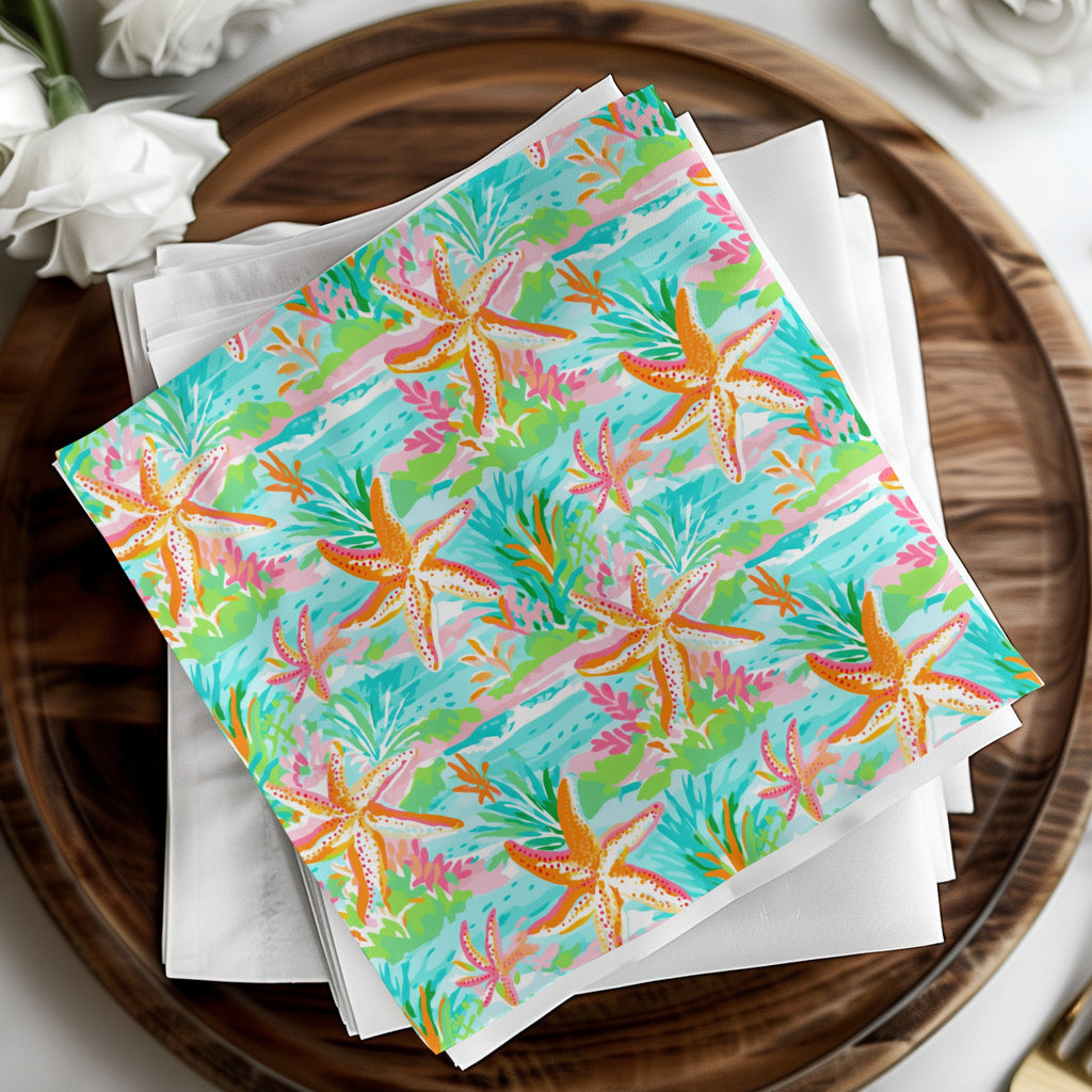 Colorful Starfish Ocean Theme Decorative Napkin