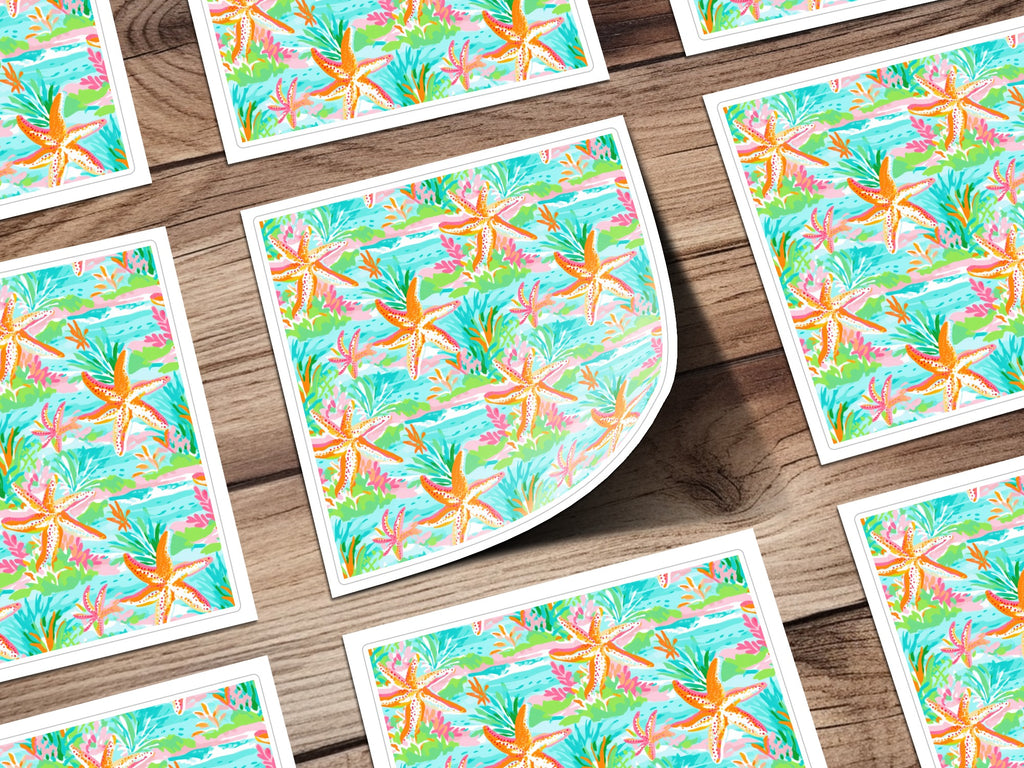 Vibrant Starfish and Ocean Life Art Print Sheet