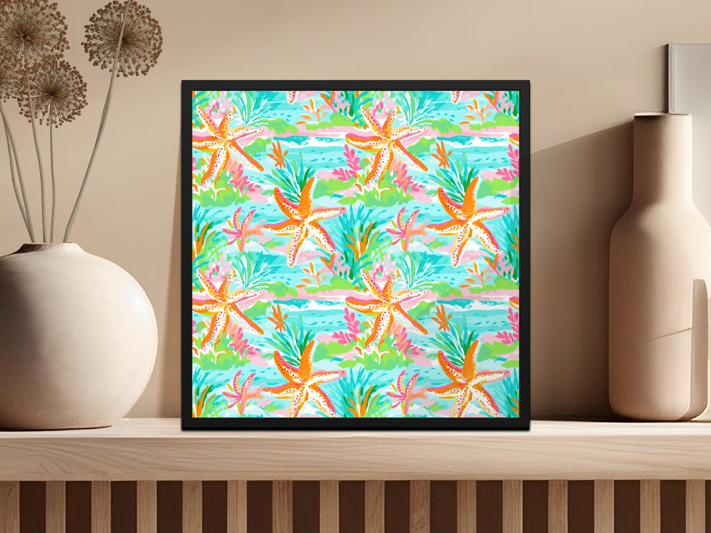 Vibrant Colorful Starfish Wall Art Print Decor