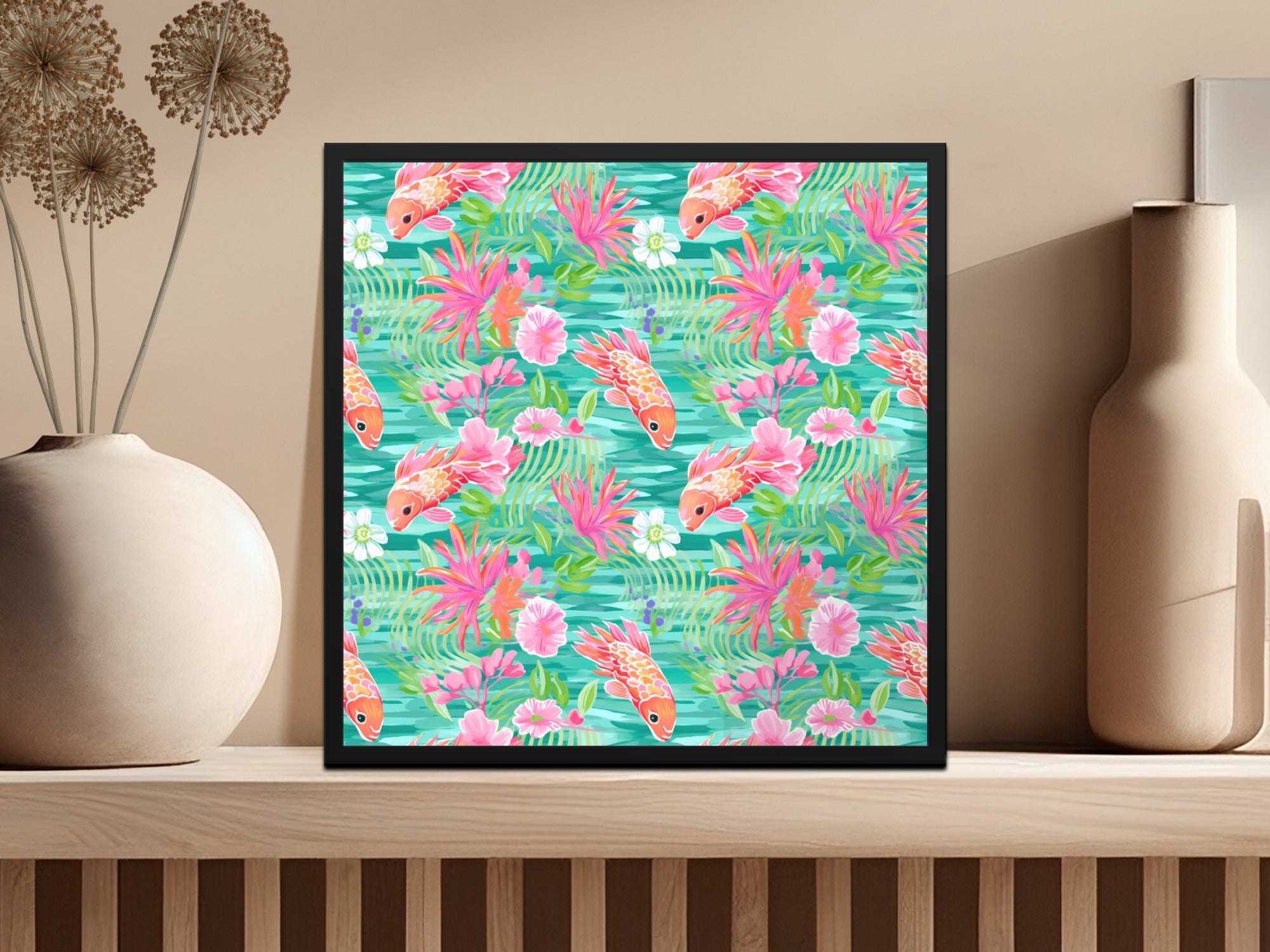 Colorful Tropical and Koi Fish Wall Art Decor