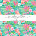 Bright Tropical Fish and Flowers Seamless Pattern