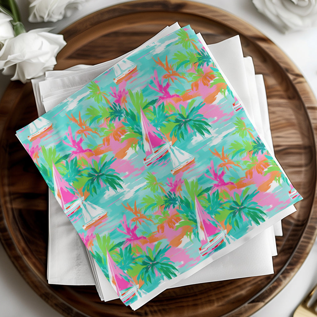 Colorful Tropical Island Pattern Napkin Set