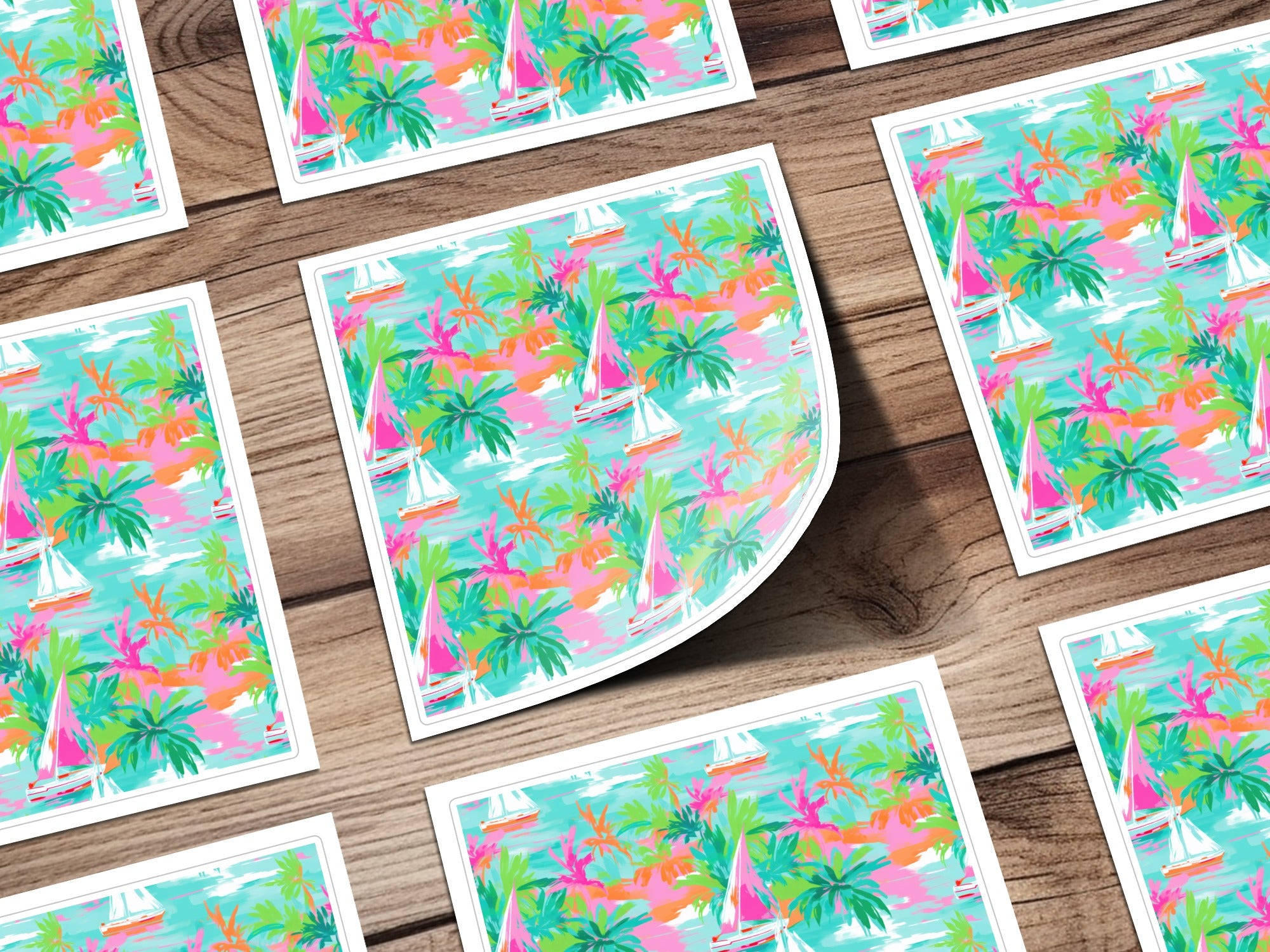 Vibrant Tropical Boating Scene Wall Art Print