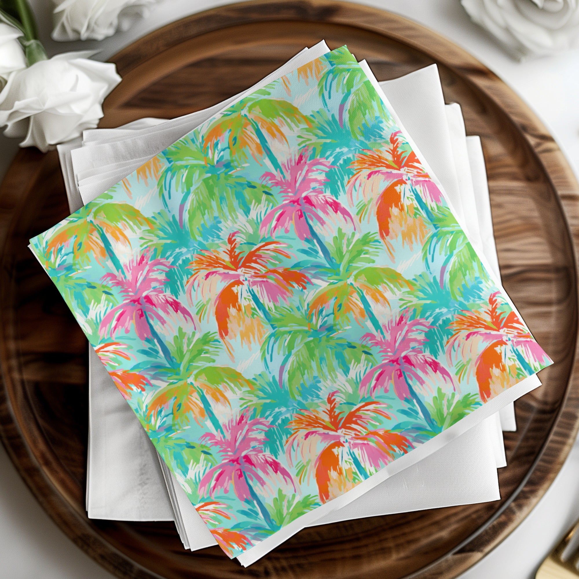 Colorful Tropical Palm Trees Design Tissue Paper