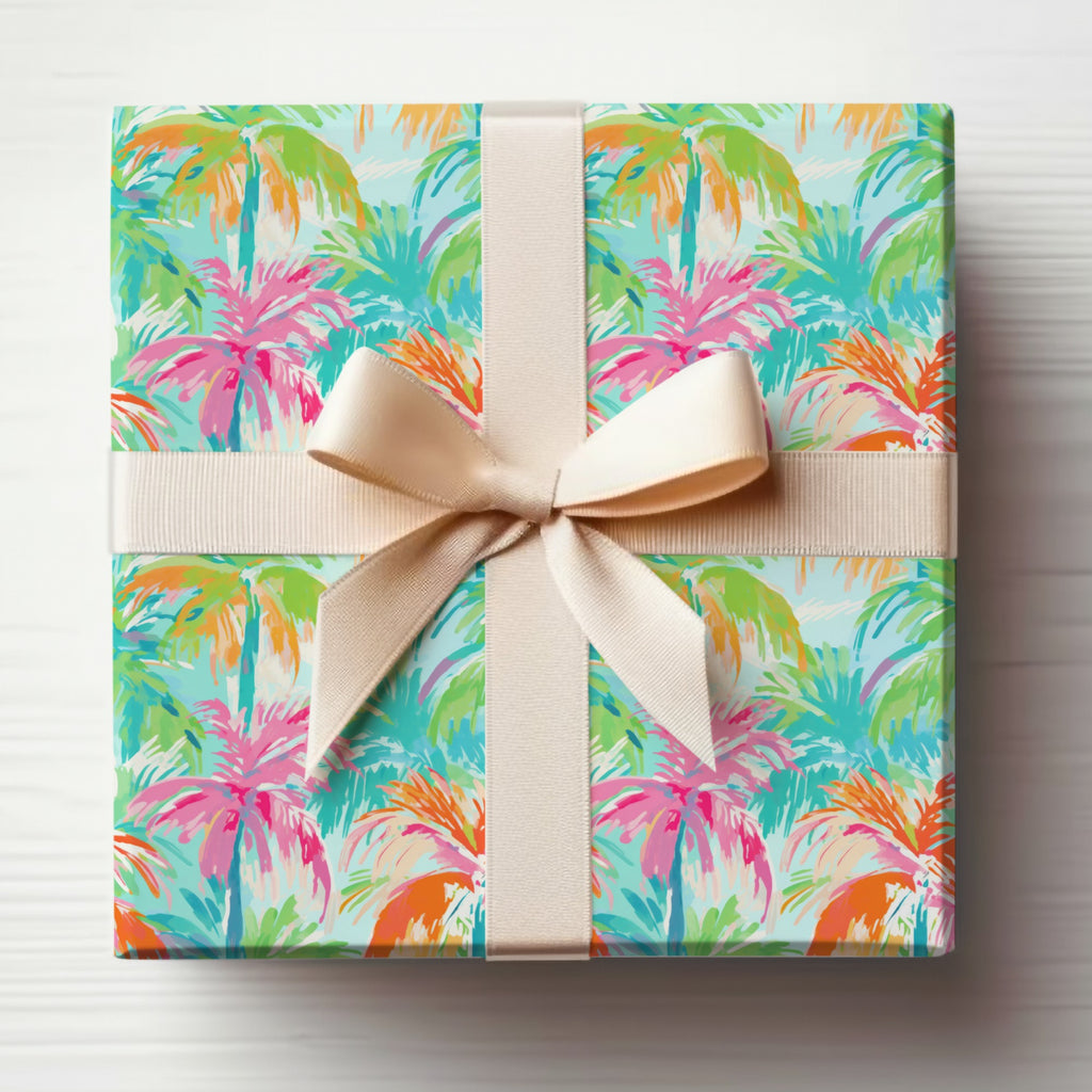Tropical Palm Trees Gift Wrap for Colorful Present